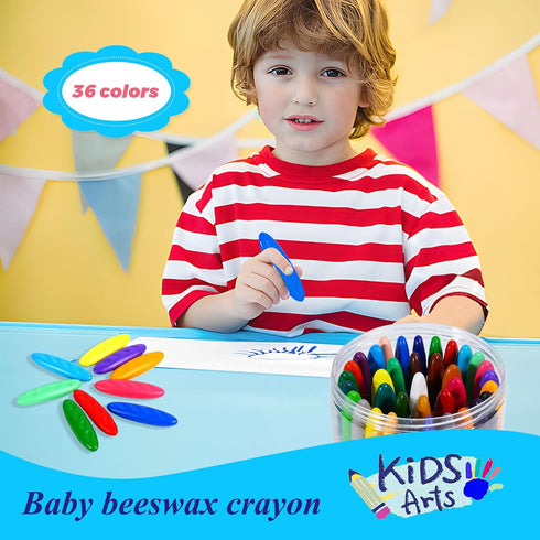 FANYUETIAN 1-3 4-8, (36) peanut crayons - washable crayon for toddlers & kids ages safe & non-toxic toddler crayons