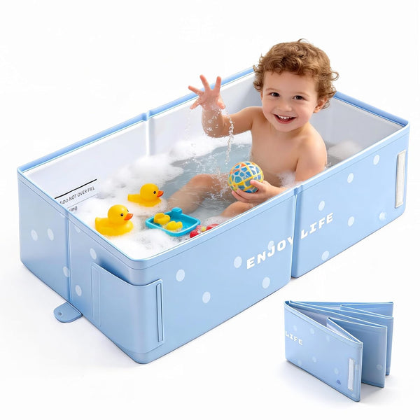 Toddler Bath Tub for Shower, Foldable Baby Bathtub, Portable Kids Bathtub &
