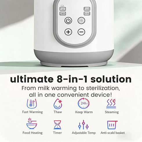 Quick-Heat Baby Bottle Warmer for Breastmilk & Formula - Timer & Keep Warm Function
