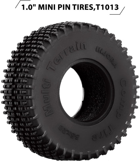 INJORA 1.0 Tires - S5 All Terrain Comp Pin Crawler Tires for TRX4M AX24 SCX24 FCX24 Upgrade Parts,55 * 20mm,T1013