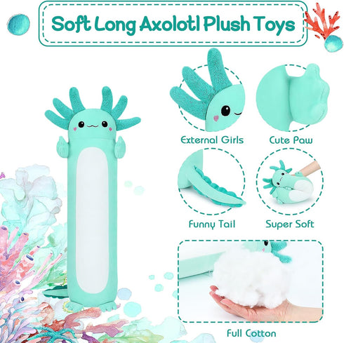 20'' Green Axolotl Plush Stuffed Animal, Cute Soft Plush Toy, Axolotl Pillow Gift for Kids, Girls, Boys