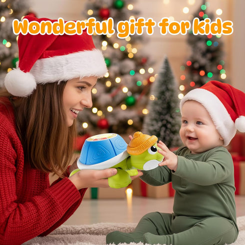 6-12 6,7,8,9-12 BLF FUN Baby Toys Months, Musical Turtle Crawling Toys with Mama and Babies, Baby Learning Toys