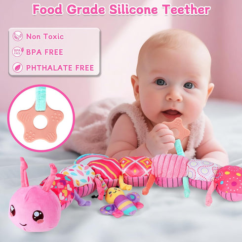 6-12 6-in-1 Tummy 0 3 6 9 12 18 Baby Girls Toys Months - Infant Sensory Music Animal Stuffed Caterpillar Toy