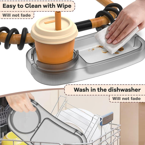 Upgraded Universal Stroller Snack Tray, Cup Holder Stroller Tray with Silicone Flexible Arms Grip, Stroller Tray