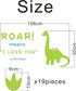 Dinosaur Wall Decal, Roar Means I Love You in Dinosaur with Footprints, Vinyl Stickers for Kids Bedroom