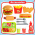 Pretend Play Food Set, Hamburger Fries Pizza Popcorn Toys, Role Play Educational Gift for Kids Boys Girls
