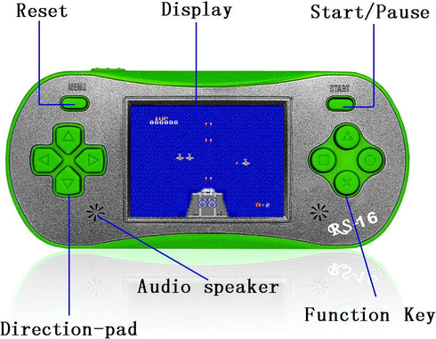 Handheld Game Player for Kids Adults - FAMILY POCKET RS16 Portable Classic Game Controller, 260 Built-in Games (Green)