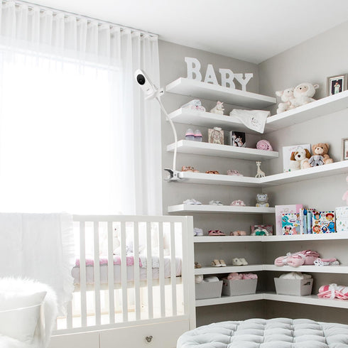Baby Monitor Holder, Flexible Crib Clip Mount Compatible with VTech VM819, No Tools or Wall Damage - White