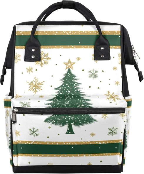 Hsnar Snowflakes Christmas Tree Waterproof Diaper Bag Backpack Large Capacity Baby Bag with