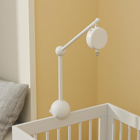 Box,32.5 Inch (2 Modes,360Adjustable,100% Crib Mobile Arm with Music White Crib Mobile Stand,Wooden Mobile Arm for Crib