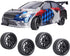 RC On Road Touring Tires and Wheels, Pre-Glued Set of 4 for 1/18 Traxxas Latrax Teton 1/10 4-Tec 2.0 3.0