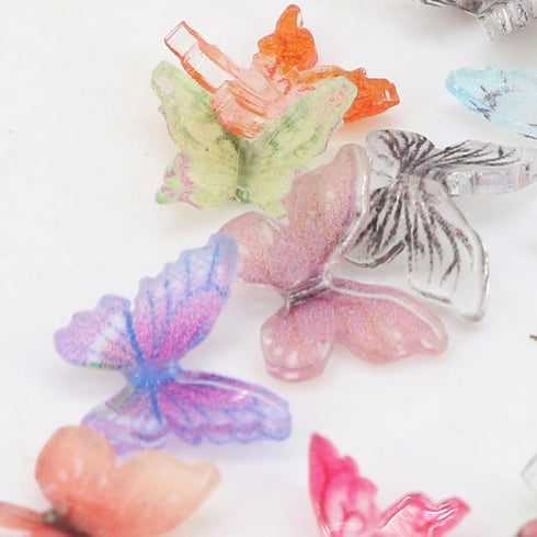 QUPIVA 60Pcs Mini Resin Butterflies, Miniature Dollhouse Accessories Tiny Butterflies for Crafts, Mini Resin Animals