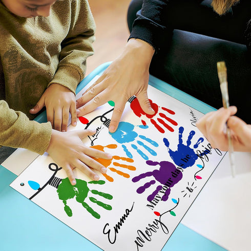 Epakh May Your Days Be Merry and Bright, Christmas Handprint Craft Kit, DIY Fingerprint Art for Family Activity