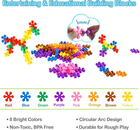 Clip Connect 120 Piece Building Blocks | Diameter 1.26", STEM Building Toys Set Kindergarten Math Manipulatives for Kids Boys Girls, Educational Preschool Toys Activities Homeschool Supplies