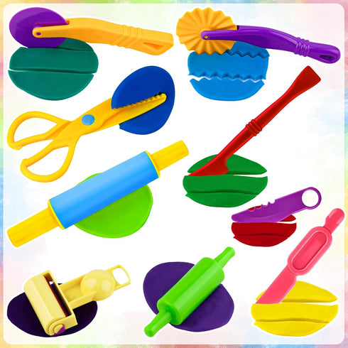 Set 44 Dough Play Tools for Kids PCS Dough Accessories with Scissors Cutters Rollers Rolling Pins Pasta Press Animal