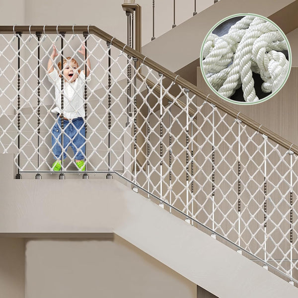Safety Rope Net for Child Stairs - Balcony Playground Netting, Polyester White Decor Net (4mm, 3X0.5m)