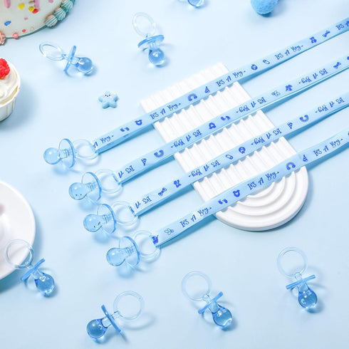60 ZYFLSQ Pieces Baby Shower Pacifiers Necklace, Acrylic Pacifier Necklaces for Baby Shower Games Boy Charm, Party