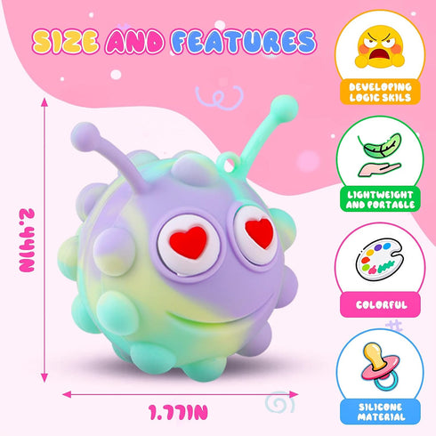 36 PACK 3D KissFree Animal Pop Balls Party Favors for Kids, Pop Fidget Balls Toys Bulk, Gifts for Boys & Girls, Goodie