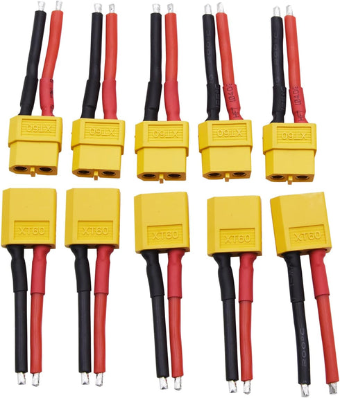 Blomiky XT60H 5 Pairs 14AWG Silicon Wire Extension Deans XT60 Plug Connector for RC Cars