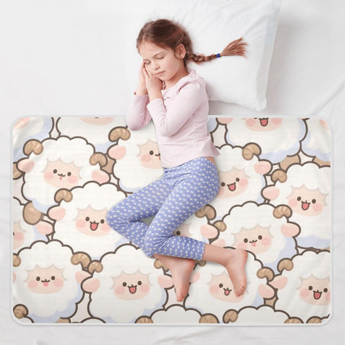 siphylline 52" 34" Cute Cartoon Sheep White Extra Large Resuable Toddler Mattress Pads Soft Absorbent Potty Training