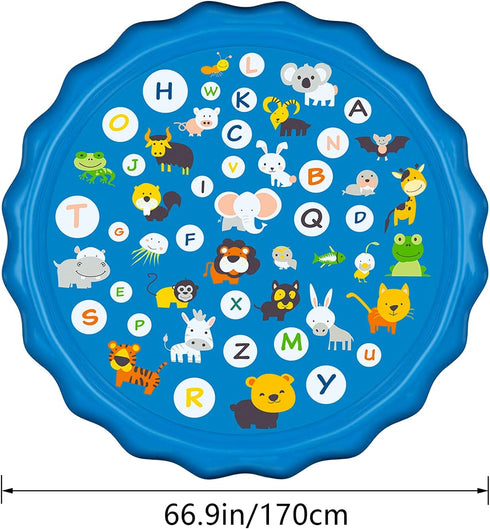 ARFBEAR 67" 3-16 Summer Splash pad for Kids, Kiddie Pool Splash Pads for Toddlers Outdoor Water Spray Play Mat Wading