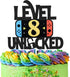 Level 8 Unlocked Game Birthday Cake Topper - Video Game Boy's 8th Birthday Party Supplies - Game On Decoration