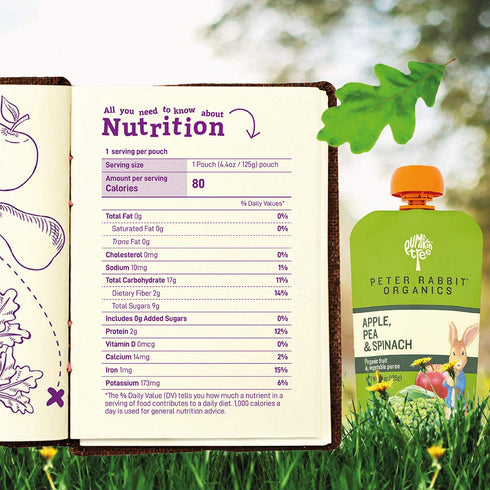 Pumpkin Tree Peter Rabbit Organics Pea, Spinach & Apple Puree - 4.4-Ounce Pouches (Pack of 10)