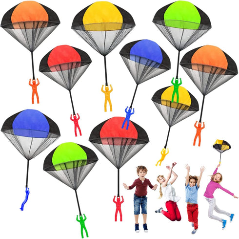 10 Pack Parachute Toy - Tangle Free Throwing Toy Parachute, Outdoor Flying Toys for Kids, Gifts (5 Colors)