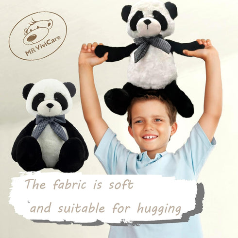 12" Black Panda Bear Stuffed Animal, Soft Plush Toy for Boys and Girls, Cuddly Gift for Newborns and Kids
