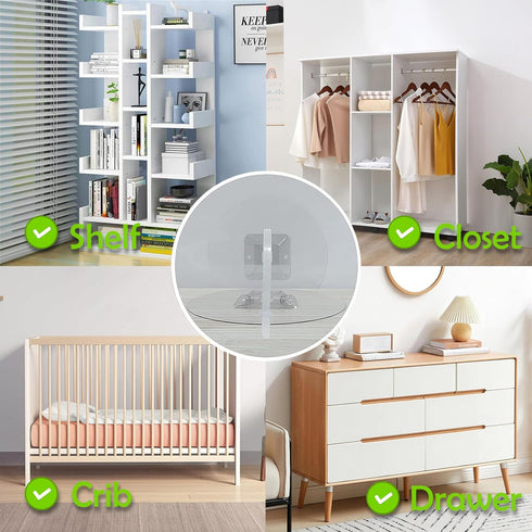 15 Pair Furniture Anchors for Baby Proofing, No Drill Upgraded Self-Adhesive Secure 168 Pound Anti Tip Straps