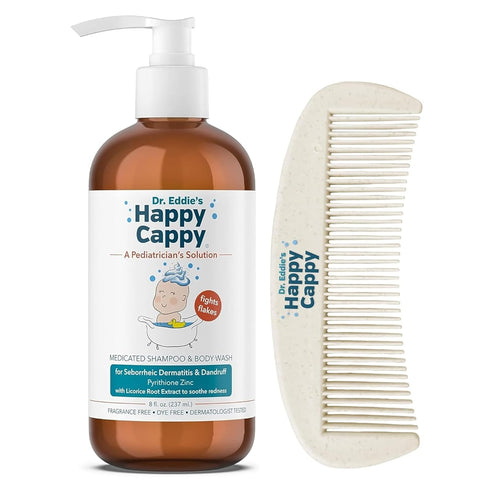 Happy Cappy Cradle Cap Medicated Shampoo and Body Wash with Comb -