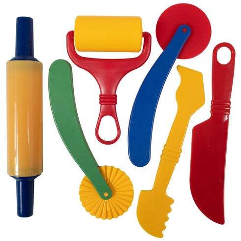 READY 2 LEARN Dough Tools Set of 6 - Playdough Tool Set for Toddler Crafts, Roll, Cut, Mold, and Flatten