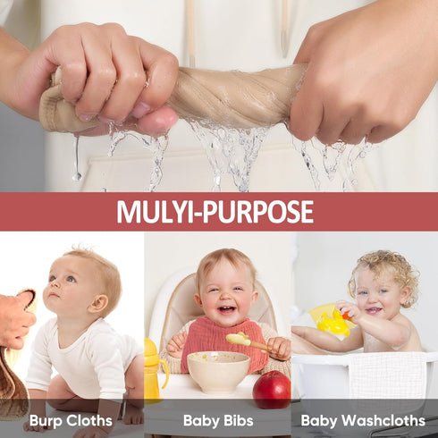 MIGIOL 100% Pack 12. 12 Muslin Burp Cloths Cotton of Soft, Gentle & Absorbent Baby Burp Cloths for Baby Girl
