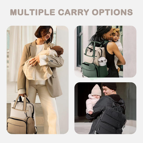 Backpack, Backpack VONAL Diaper Bag Lightweight Baby Diaper Bags, Travel Large Diaper Bag with Changing Station, Green