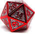 Heroic Dice of Metallic Luster - 7 Piece Metal Polyhedral Dice Collection in Silver with Red Font