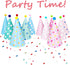 Beurio Party Hats with Pom Poms - Birthday Cone Hats 12 Pack for Kids Adults, Colorful Pastel