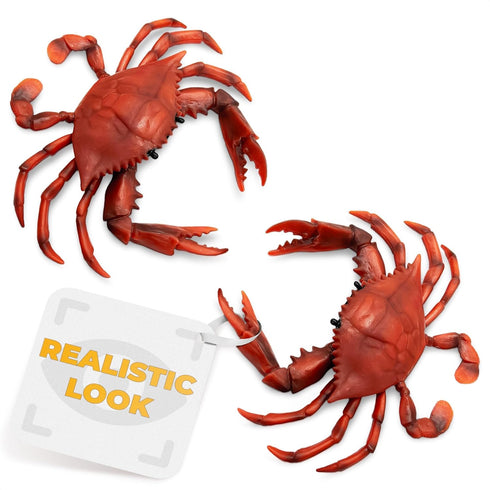 2PCS Plastic Red Crabs – Realistic Fake Crab Decor, Ocean Animal Figurine for Party Decorations and Kitchen Decor