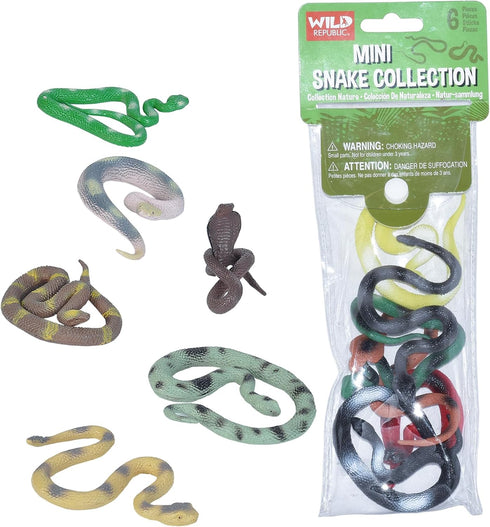Wild Republic Mini Snake Polybag, Fake Snakes, Educational Toys, Kids Gifts, 12 Piece