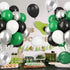 Paready Green Black Balloons - 60 Pcs 12 Inch Dark Green Metallic Silver Balloons for Party Decorations