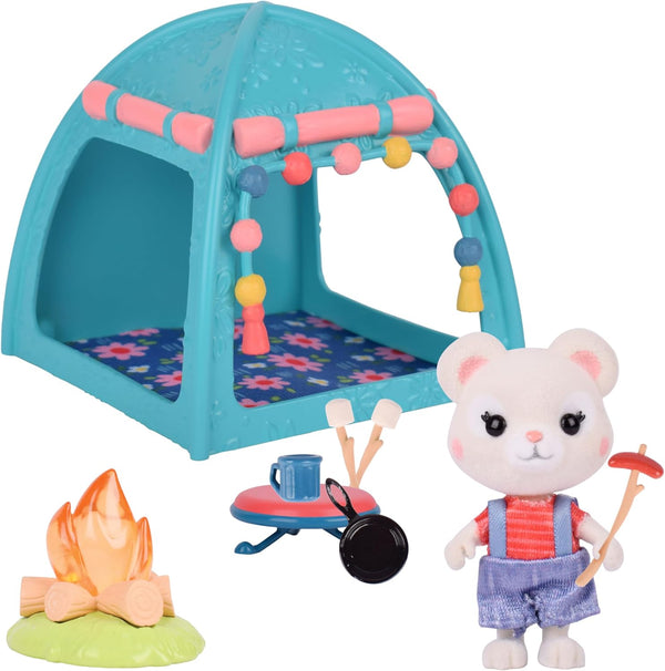 Complete 10-Piece Smores & More Camping Trip Set with Miniature Doll Figure, Ages 3+
