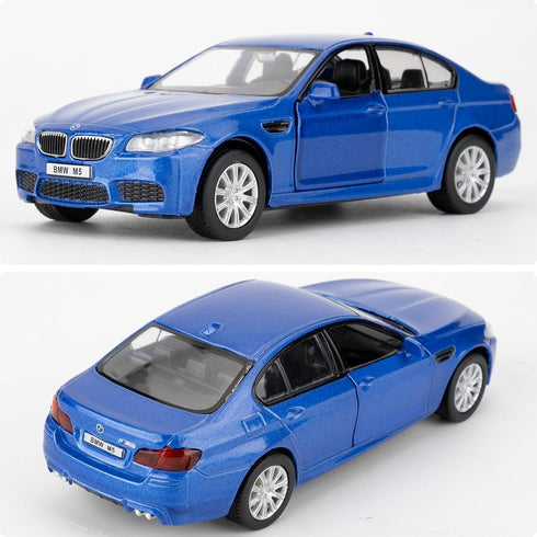 1/36 BMW M5 Diecast Alloy Model Car with Pullback Function, Toy Car Gift for Boys and Girls (Blue)