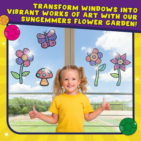 SUNGEMMERS Gem Art for Kids Crafts - Suncatcher Kit for 6-8 Year Old Girls Birthday Gift - Arts and Crafts for Kids