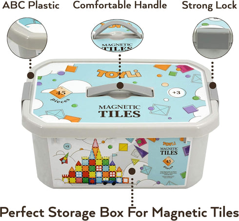 Magnetic Tiles Clear Colors, Magnet Blocks for Kids, STEM Magnetic Blocks for Toddlers, Girls, and Boys