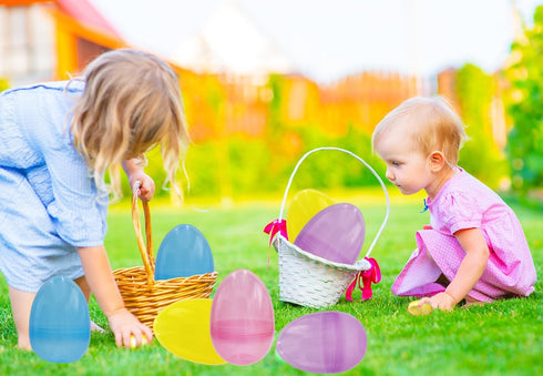 8 Inch (2 Pack) 8" (2-Pack) The Dreidel Company Massive Translucent Easter Eggs Colorful Bright Plastic Easter Eggs