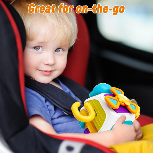 Montessori Busy Cube for Toddlers - Car Travel Toys Activity Cube, Educational Birthday Gifts for 18+ Months
