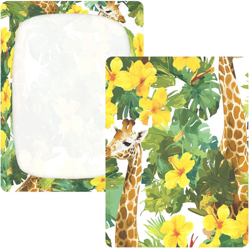 Bseiialft 52 28 Giraffes Flowers Palm Leaves Crib Sheets for Boys Girls Soft and Breathable Cotton Baby Sheets
