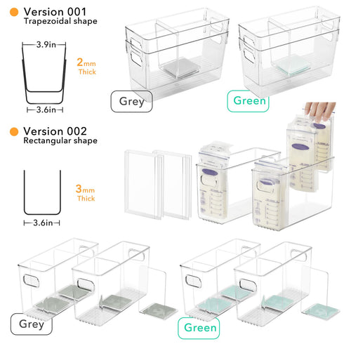 Ugotfeels 2 Breastmilk Storage Container with L Shaped Separator Boards, Dividers Will Flatten Standing Breast Milk