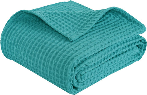 PHF 100% Cotton Baby Waffle Blankets, Lightweight Washed Soft Breathable, 30"x40" for Boys and Girls, Teal