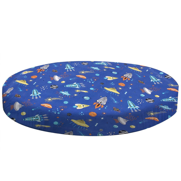 Cloele Round Stretchy Crib Sheet - Microfiber Space Fitted Sheet for 42