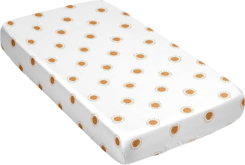 Sweet Jojo Designs Orange White Boho Sun Boy Girl Gender Neutral Baby Satin Fitted Crib Sheet Infant Newborn Nursery